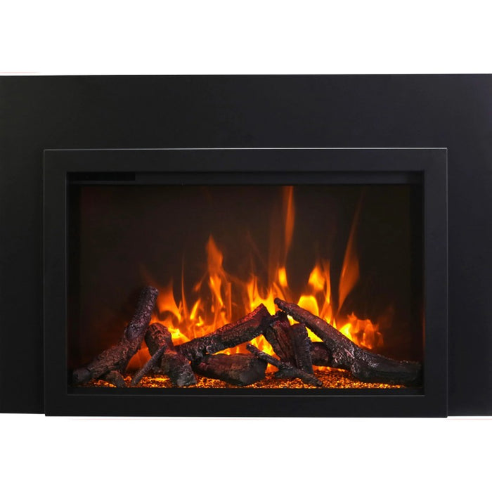 Amantii Traditional Smart 30 Built-InInsert Electric Fireplace Oak Log Set with Ember  Glass Media 3 Sided Trim scaled