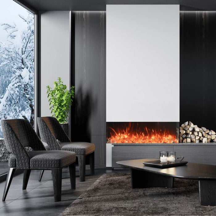 Amantii Tru View Bespoke 45 3-Sided Linear Electric Fireplace Meeting Room