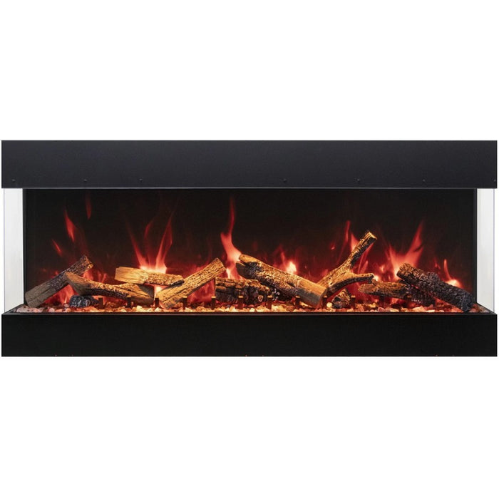 Amantii Tru View Bespoke 45 3-Sided Linear Electric Fireplace Rustic Media Red Flame