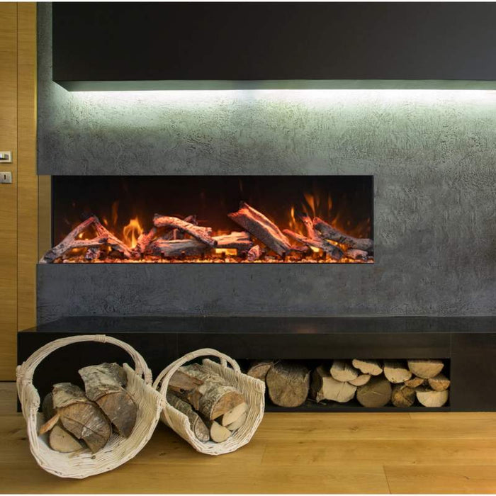 Amantii Tru View Bespoke 85 3-Sided Linear Electric Fireplace Scaled Living Room 1
