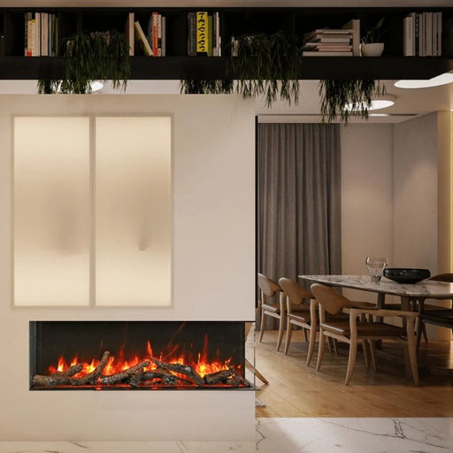 Amantii Tru View Slim 30 3-Sided Linear Electric Fireplace Kitchen