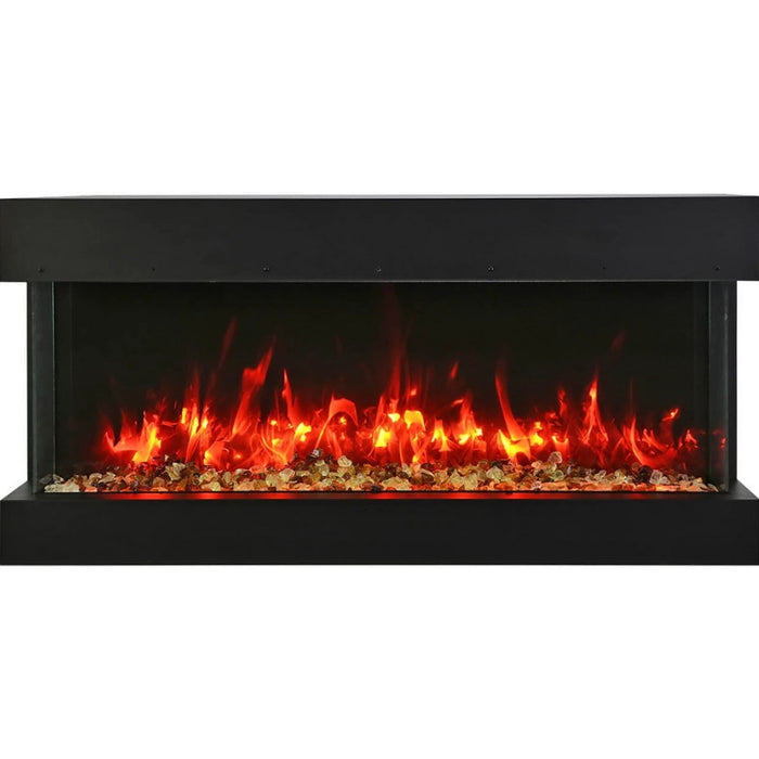 Amantii Tru View Slim 60 3-Sided Linear Electric Fireplace brown mix red flame
