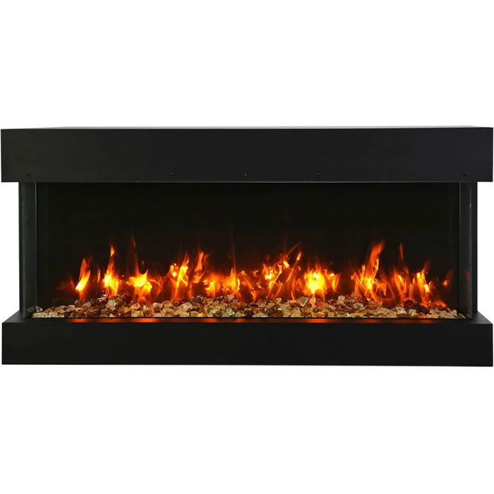 Amantii Tru View Slim 72 3-Sided Linear Electric Fireplace brown mix yellow flame