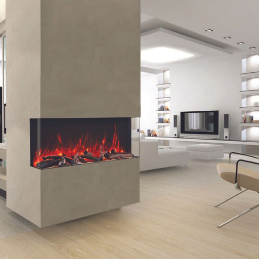 Amantii Tru View XL 50 3 Sided Linear Electric Fireplace Driftwood Media Red Flame 1