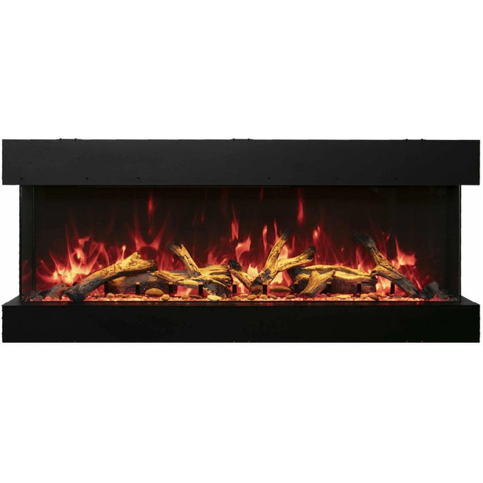 Amantii Tru View XL 50 3 Sided Linear Electric Fireplace RUSTIC ORANGE FLAMEireplace GLASS CHUNKS YELLOW