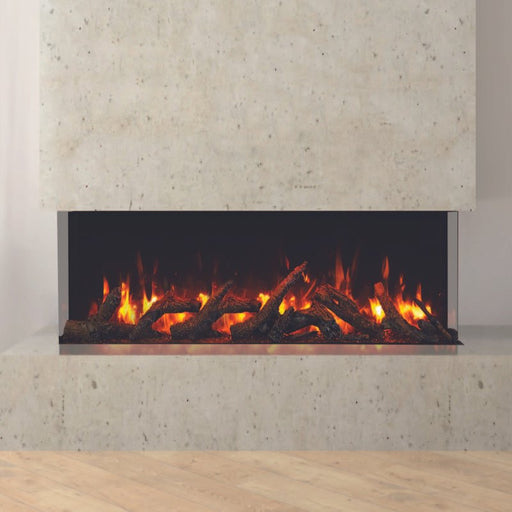 Amantii Tru View XL 60 3 Sided Linear Electric Fireplace Oak Media Red Flame