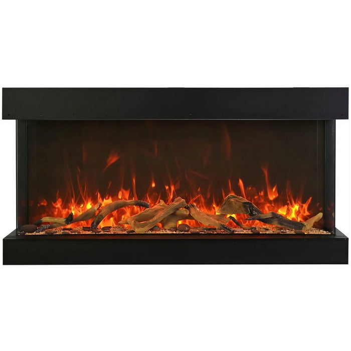 Amantii Tru View XL Extra Tall 40 3 Sided Linear Electric Fireplace Driftwood Media Orange Flame Scaled