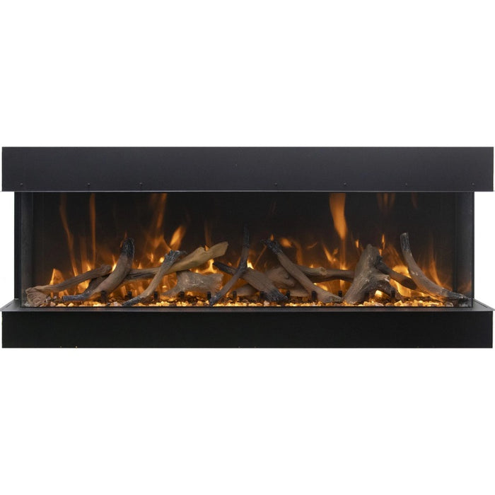 Amantii Tru View XL Extra Tall 40 3 Sided Linear Electric Fireplace Driftwood Media Yellow Flame Scaled
