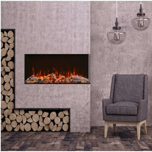 Amantii Tru View XL Extra Tall 40 3 Sided Linear Electric Fireplace Guess Room Birch Media Red Flame