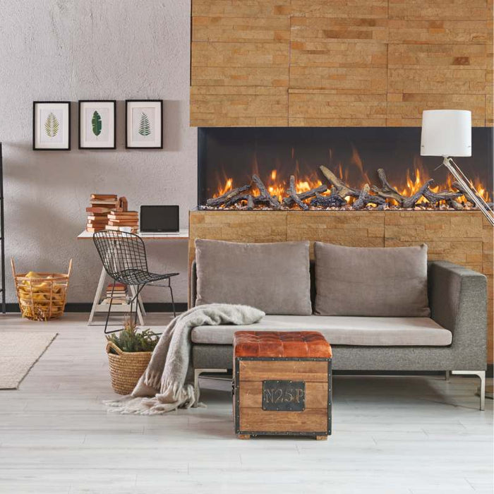 Amantii Tru View XL Extra Tall 40 3 Sided Linear Electric Fireplace Living Room Driftwood Media