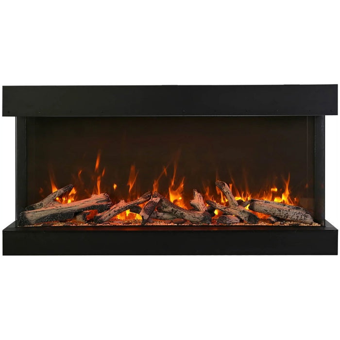 Amantii Tru View XL Extra Tall 40 3 Sided Linear Electric Fireplace Rustic Media Orange Flame Scaled