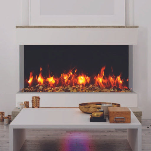 Amantii Tru View XL Extra Tall 50 3 Sided Linear Electric Fireplace Brown Mix Red Flame