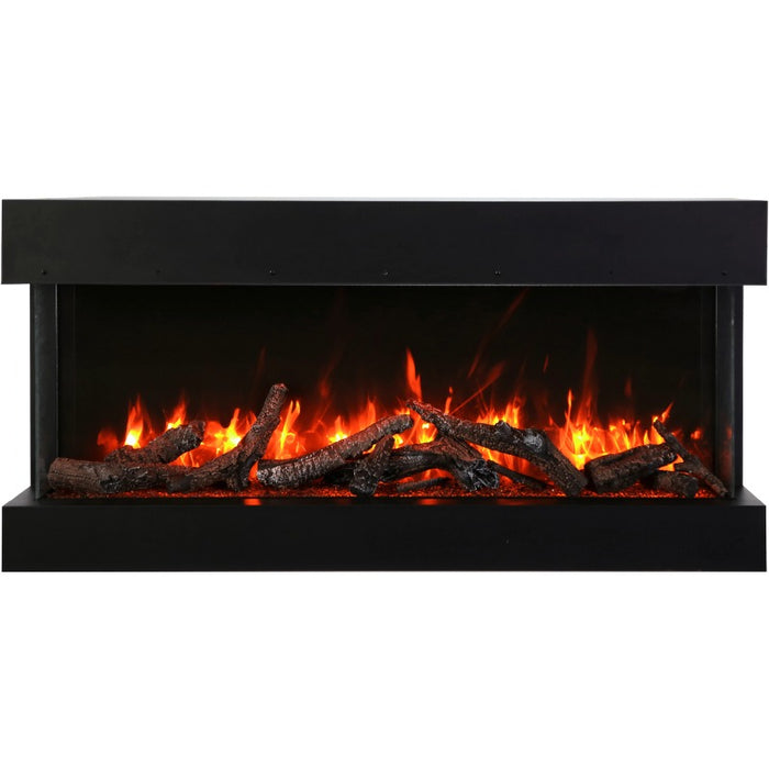 Amantii Tru View XL Extra Tall 50 3 Sided Linear Electric Fireplace Oak Media Red Flame Scaled