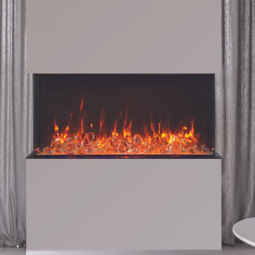 Amantii Tru View XL Extra Tall 60 3 Sided Linear Electric Fireplace Glass Chuck Media Red Flame 
