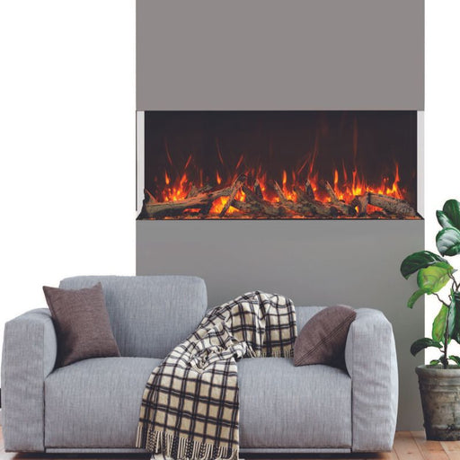 Amantii Tru View XL Extra Tall 72 3 Sided Linear Electric Fireplace Driftwood Media Red Flame Living Room 