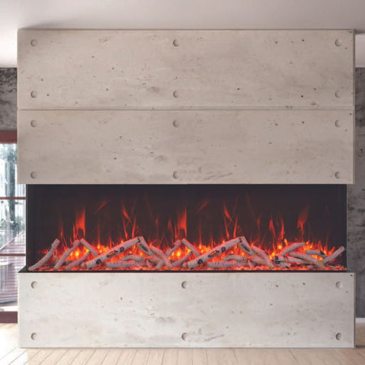 Amantii Tru View XL Extra Tall 88 3 Sided Linear Electric Fireplace Birch Media Red Flame Guess Room