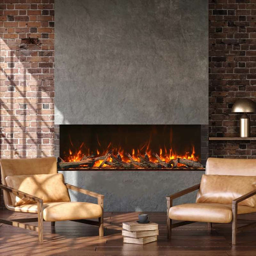 Amantii Tru View XL Extra Tall 88 3 Sided Linear Electric Fireplace Living Room Rustic Media Orange Flame