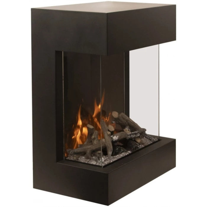 Amantii Cube Lumina Electric Fireplace with 12PCE Oak Media plus Clear Fireglass Yellow Flame