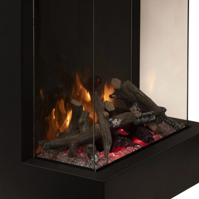 Amantii Cube Lumina Electric Fireplace with 12PCE Oak Media plus Clear Fireglass Yellow Flame and Bed Led Lights on scaled