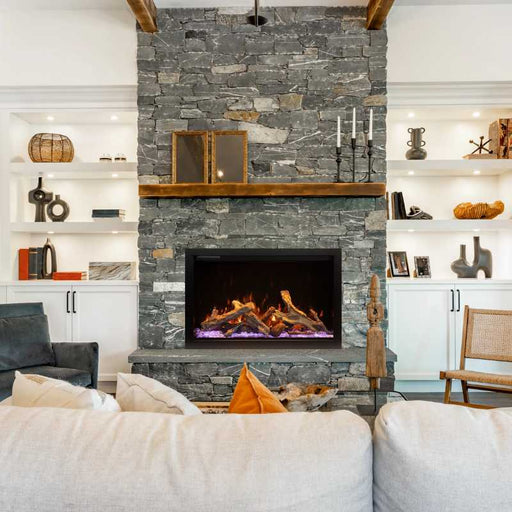 Amantii Traditional Lumina 33 Built-InInsert Electric Fireplace installed in a Customized Wall Placed in Living Room  