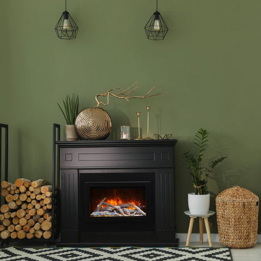 Amantii Traditional Lumina Electric Fireplace Insert Installed in a Customized Firebox