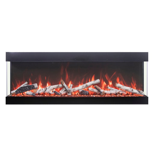 Amantii Tru View Bespoke Modular 3-Sided Linear Electric Fireplace Birch Media Red Flame Media