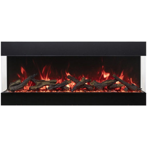 Amantii Tru View Bespoke Modular 3-Sided Linear Electric Fireplace Oak Media Ref Flame