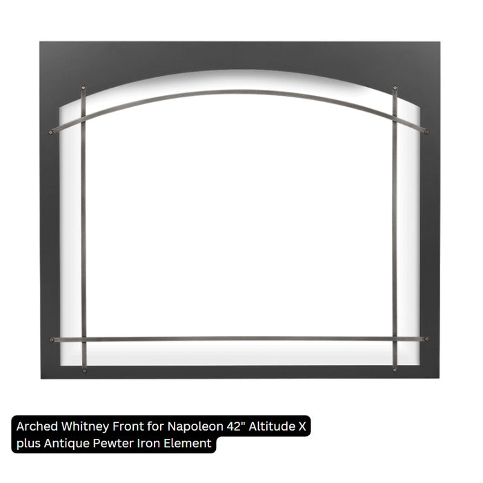 Arched Whitney Front for Napoleon 42" Altitude X plus Antique Pewter Iron Element