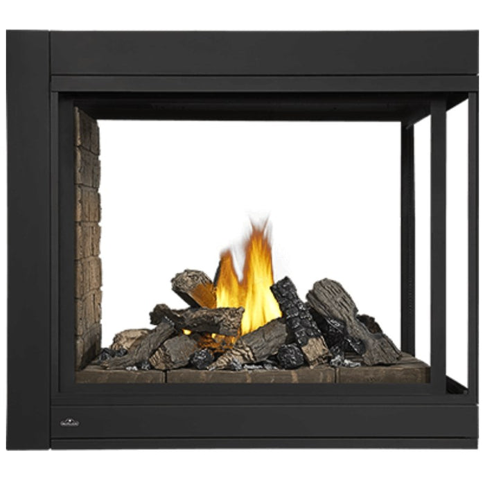 Ascent Multi-View See Thru Peninsula (3 Sided with Logs) with End brick panel