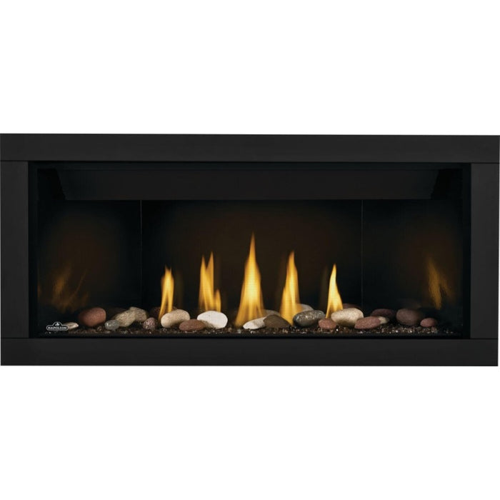 BLP42NTE  Ascent Linear Premium Shore Fire Kit in Porcelain reflective radiant panels in Classic Black 4-Sided Surround Black