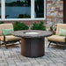 Beacon 48 Round Gas Fire Pit Table Marbleized Noche Place at the Front Yard with Clear Tempered Fire Glass Gems