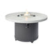 Beacon 48 Round Gas Fire Pit Table White Onyx with Clear Tempered Fire Glass Gems plus Fire Burner On