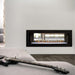 Boulevard 48-inch Direct-Vent Linear See-Through Fireplace with Ledgestone Liner, Matte Black Trim Kit, and Clear Frost Crushed Glass (Ledgestone Liner available for DVLL48SP only)