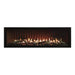 Boulevard 60-inch Direct-Vent Linear Fireplace with Ridgeback Corrugated Liner,  Beveled Oil Rubbed Bronze Frame and Rustic Logs Set