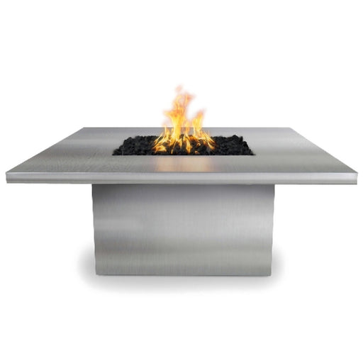 Breckenridge Square Fire Pit Table Stainless Steel White Background