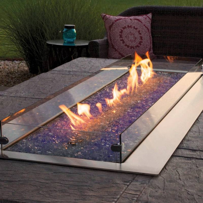 Carol Rose 48" Premium Outdoor Stainless Steel Linear Fire Pit with Wind Deflector