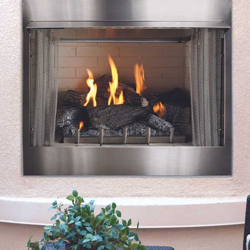 Carol Rose 36" Vent Free Premium Outdoor Stainless Steel Fireplace Close up
