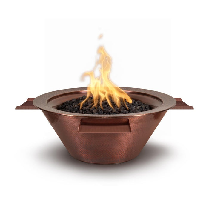 Charleston 4-Way Water Fire & Water Bowl - Hammered Copper with Lava Rock