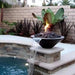 Charleston Fire & Water Bowl - Powder Coated Metal Placed in Backyard Poolside Area with Lava Rock V2