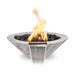 Charleston Fire & Water Bowl - Wood Grain Concrete 24" Ivory with Lava Rock