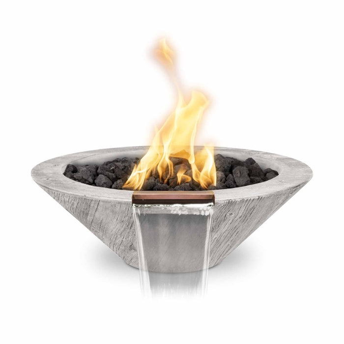 Charleston Fire & Water Bowl - Wood Grain Concrete 32" Ivory with Lava Rock