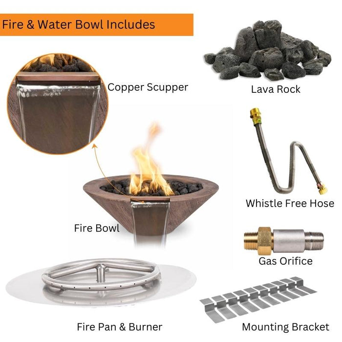 Charleston Fire & Water Bowl - Wood Grain Concrete Included Items V2
