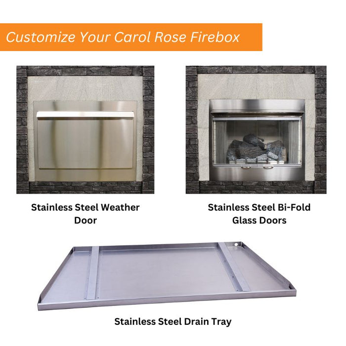 CustCustomize Your Carol Rose Stainless Steel Weather Door, Stainless Steel Bi-Fold Glass Door and Stainless Steel Drain Tray