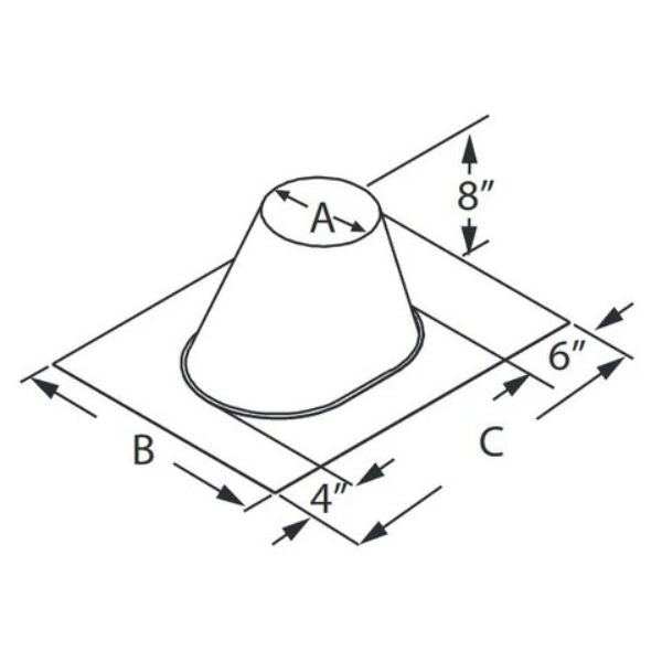 Majestic DuraTech 6" 0/12 - 6/12 Pitch Large Base Adjustable Galvalume Roof Flashing