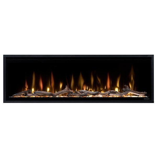 Dimplex Ignite Evolve 50 Built-in Linear Electric Fireplace Face On with Driftwood Media