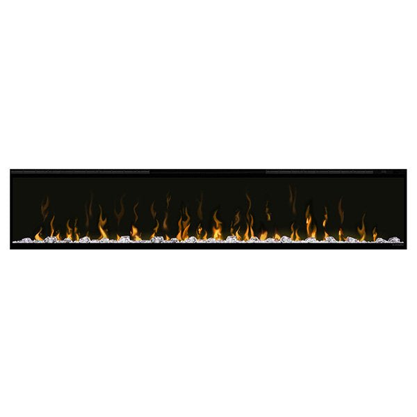 Dimplex Ignite XL74 Built-in Linear Electric Fireplace White Background Face On with Clear Embers.