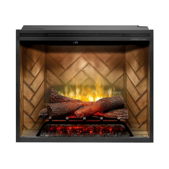 Dimplex Revillusion 30-inch Traditional Electric Fireplace with Herringbone Brick Interior Panel 