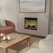 Dimplex Revillusion 30-inch Traditional Electric Fireplace with Weathered Concrete Interior Panel Installed in a Customized Wall in Livingroom Area