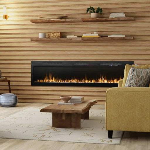 Dimplex Vital Sense 74-inch Linear Electric Fireplace Installed in a Customized Wall in the Livingroom