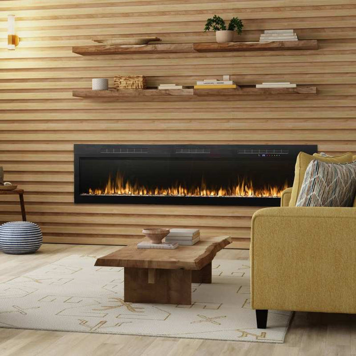 Dimplex Vital Sense 74-inch Linear Electric Fireplace Installed in a Customized Wall in the Livingroom